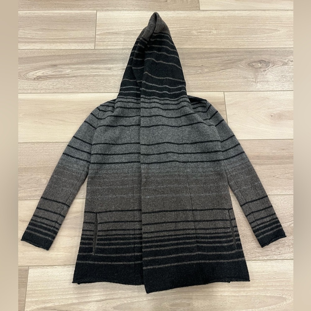 Vince Sophie Striped Blanket Cardigan Sweater Car Coat Wool Cashmere Yak Alpaca
